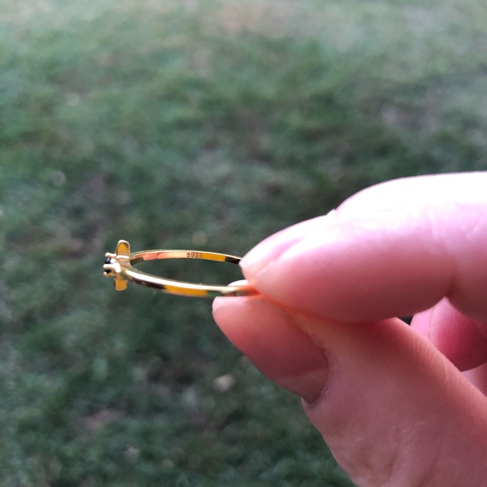 Gold Black Onyx Starburst Ring - Picture 4 of 9